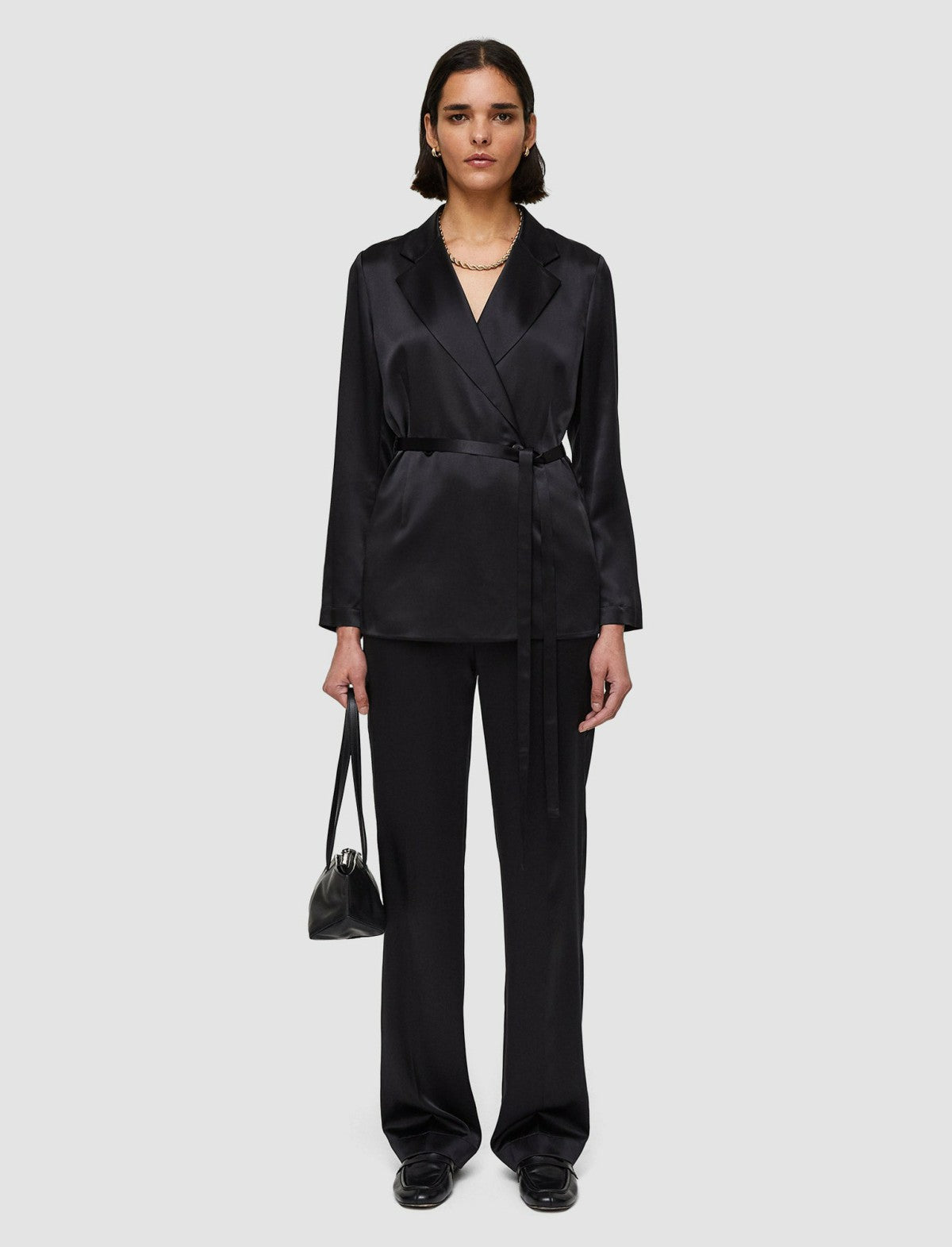 JOSEPH Fashion Women Joubert Silk Satin Jacket Black