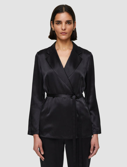 JOSEPH Fashion Women Joubert Silk Satin Jacket Black