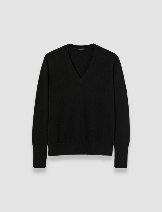 JOSEPH Fashion Women Light Pure Cashmere V Neck Jumper Black