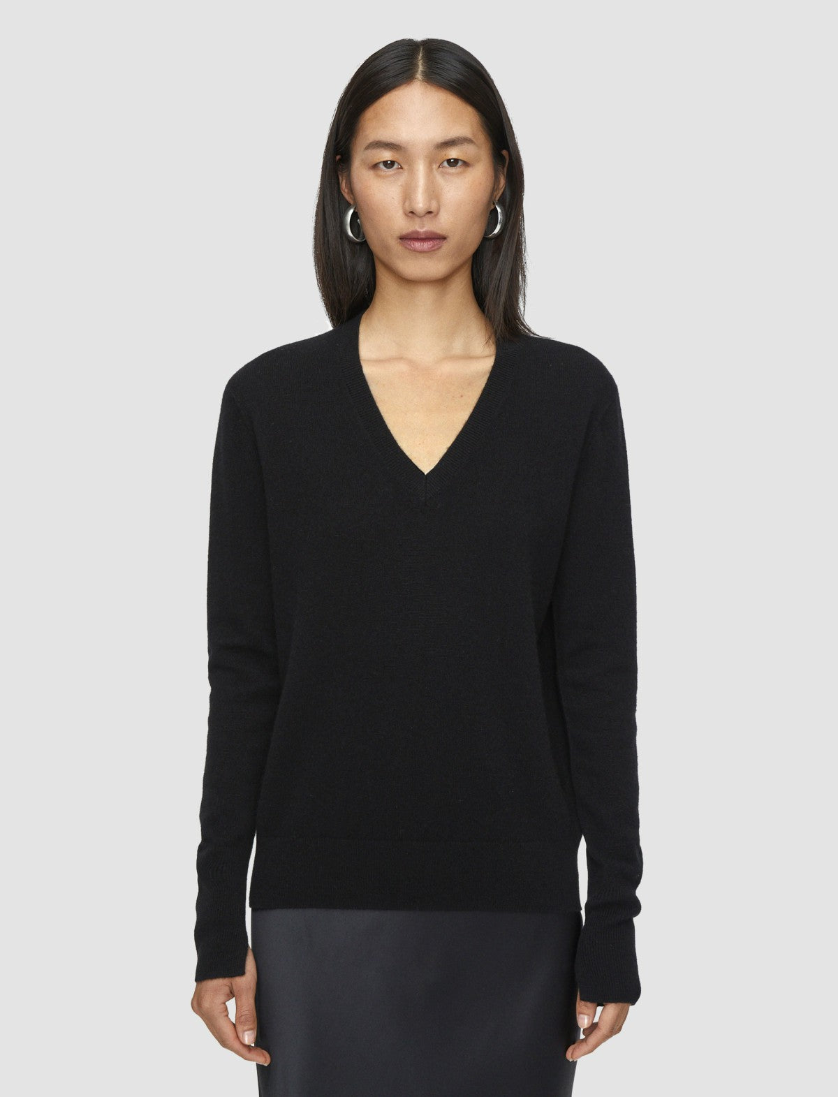 JOSEPH Fashion Women Light Pure Cashmere V Neck Jumper Black