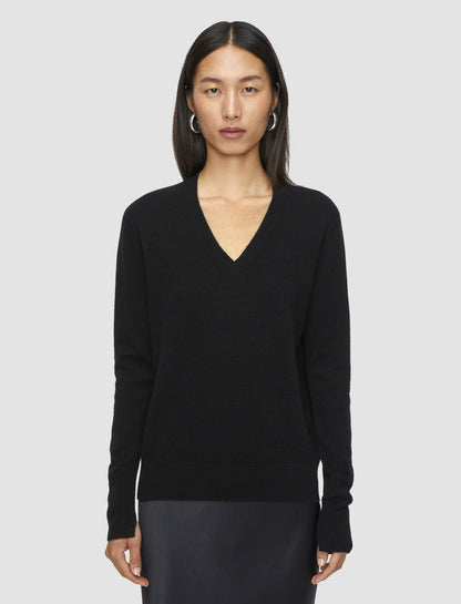 JOSEPH Fashion Women Light Pure Cashmere V Neck Jumper Black