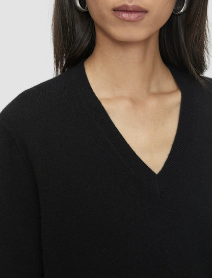 JOSEPH Fashion Women Light Pure Cashmere V Neck Jumper Black