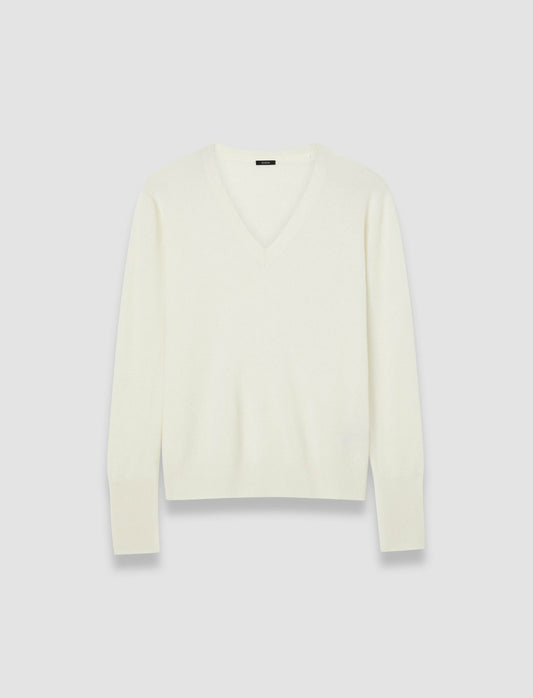 JOSEPH Fashion Women Light Pure Cashmere V Neck Jumper Ivory