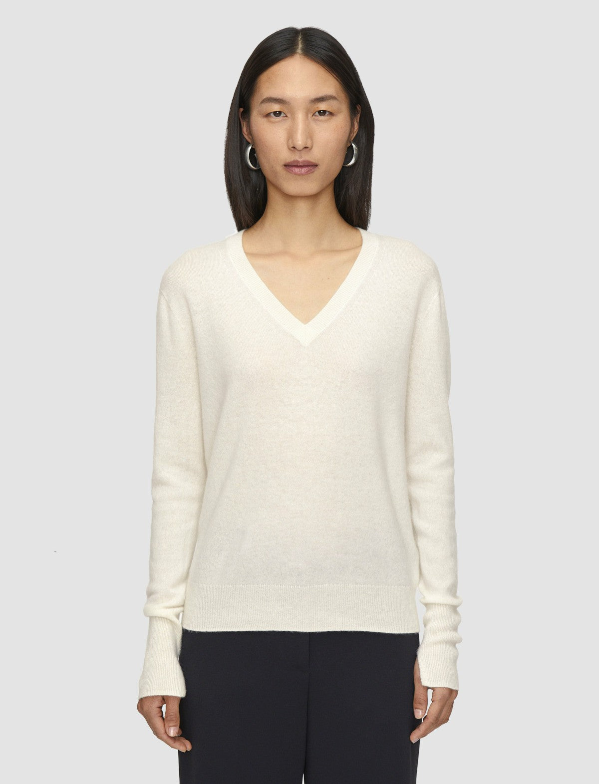 JOSEPH Fashion Women Light Pure Cashmere V Neck Jumper Ivory