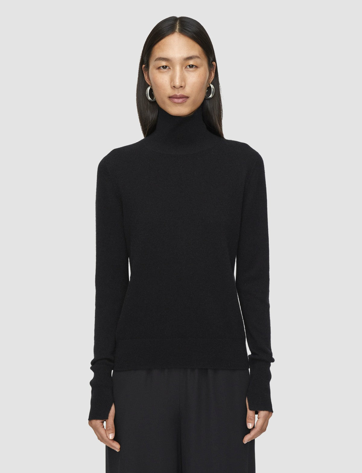 JOSEPH Fashion Women Light Pure Cashmere High Neck Jumper Black