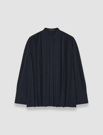 JOSEPH Fashion Women Malte Airy Plissé Blouse Navy
