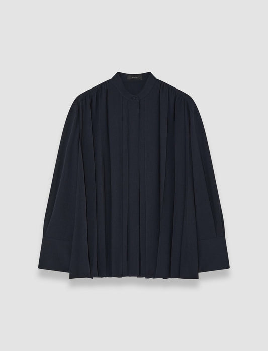 JOSEPH Fashion Women Malte Airy Plissé Blouse Navy