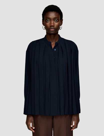 JOSEPH Fashion Women Malte Airy Plissé Blouse Navy