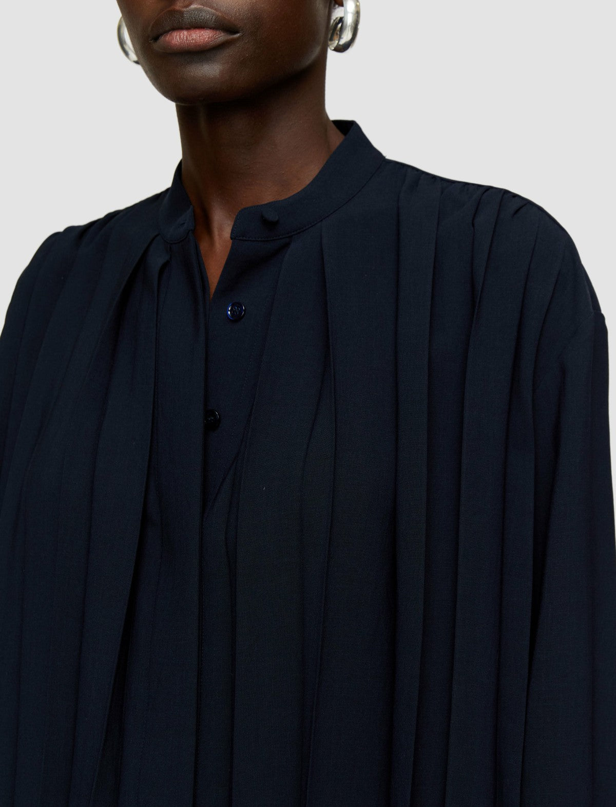 JOSEPH Fashion Women Malte Airy Plissé Blouse Navy