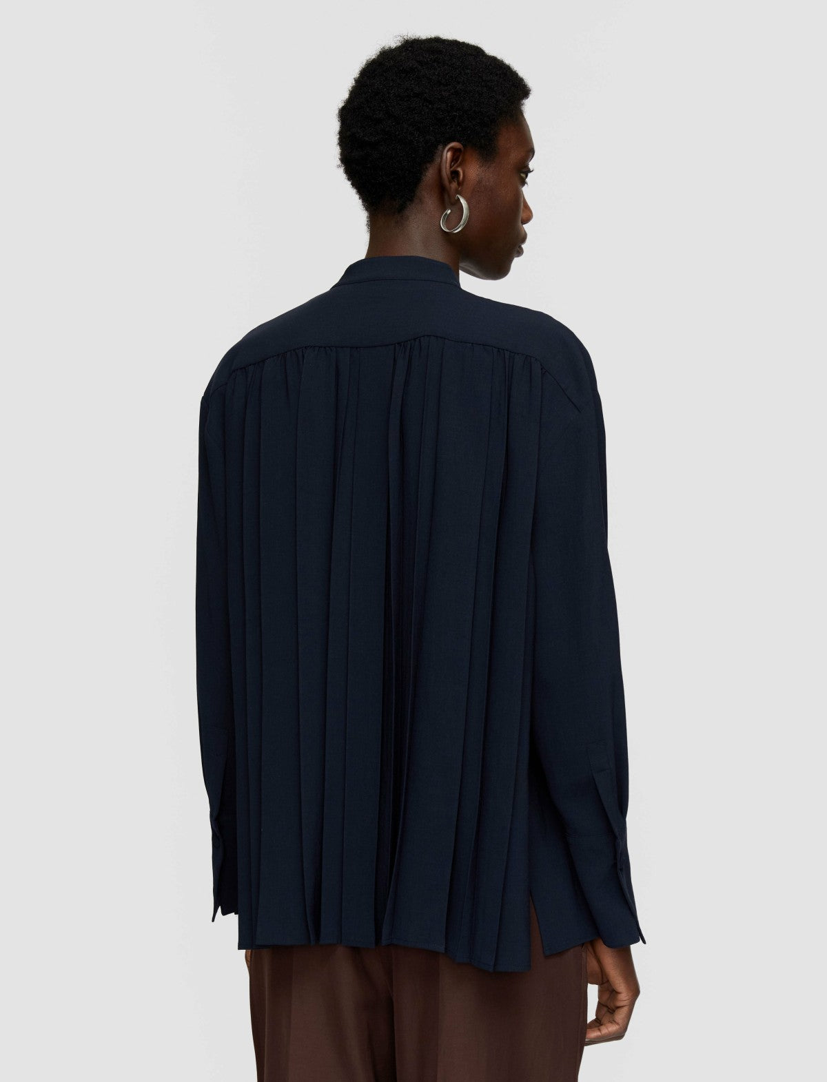 JOSEPH Fashion Women Malte Airy Plissé Blouse Navy