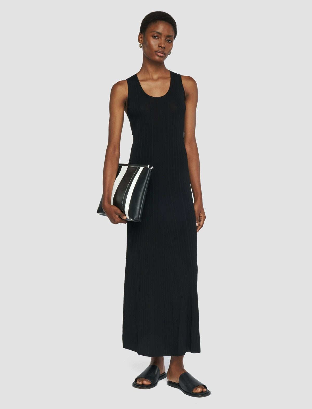 JOSEPH Fashion Women Viscose Rib Knit Dress Black