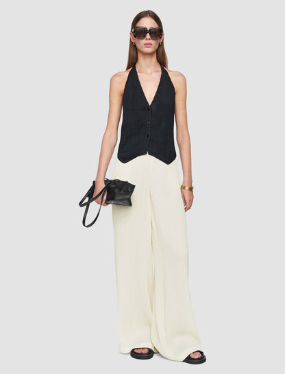 JOSEPH Fashion Women Suez Pleat Jacquard Tie Waistcoat Black
