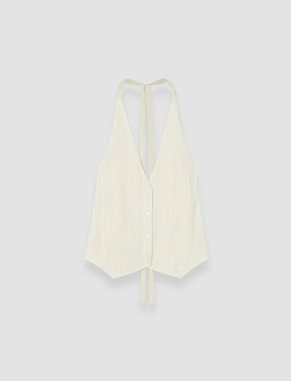 JOSEPH Fashion Women Suez Pleat Jacquard Tie Waistcoat Seashell