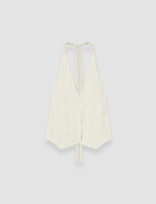 JOSEPH Fashion Women Suez Pleat Jacquard Tie Waistcoat Seashell