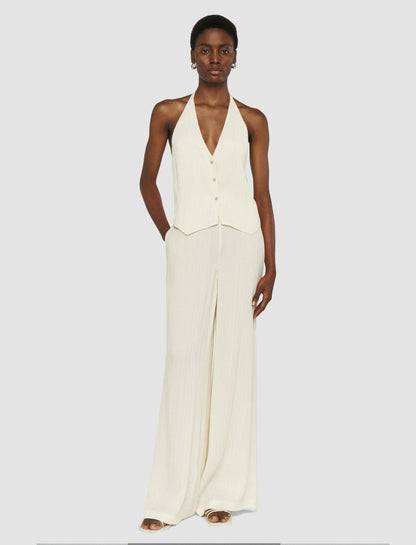 JOSEPH Fashion Women Suez Pleat Jacquard Tie Waistcoat Seashell