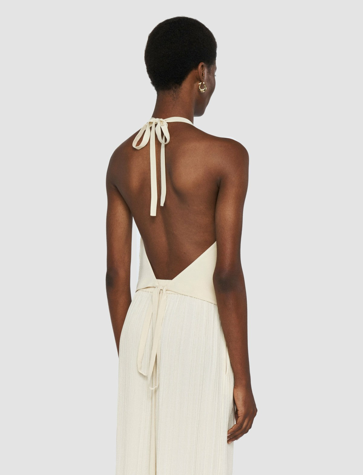 JOSEPH Fashion Women Suez Pleat Jacquard Tie Waistcoat Seashell