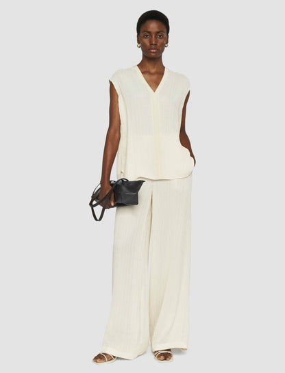 JOSEPH Fashion Women Lucien Pleat Jacquard Blouse Seashell