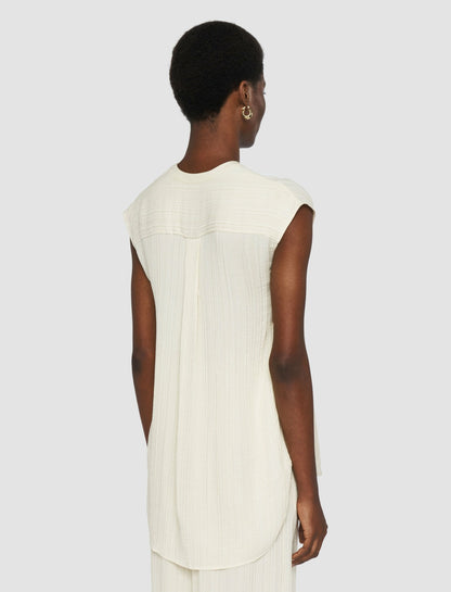 JOSEPH Fashion Women Lucien Pleat Jacquard Blouse Seashell