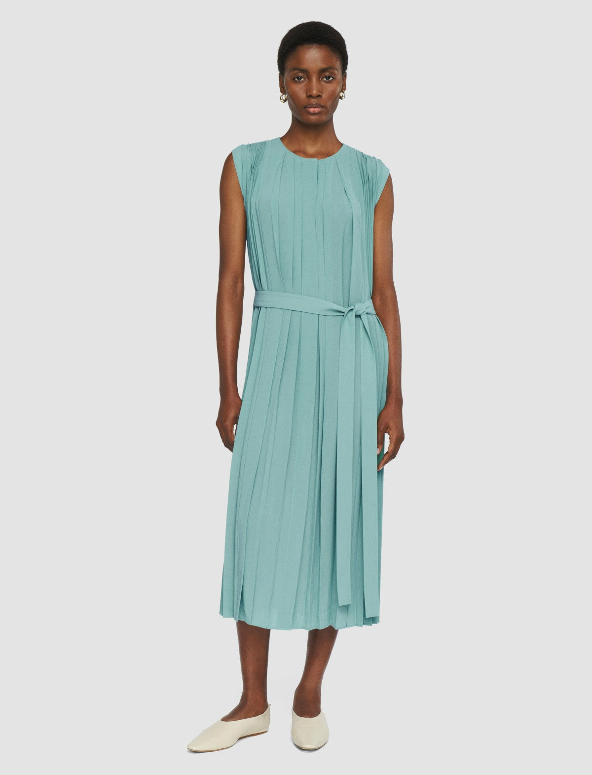 JOSEPH Fashion Women Davide Airy Plissé Dress Lagoon