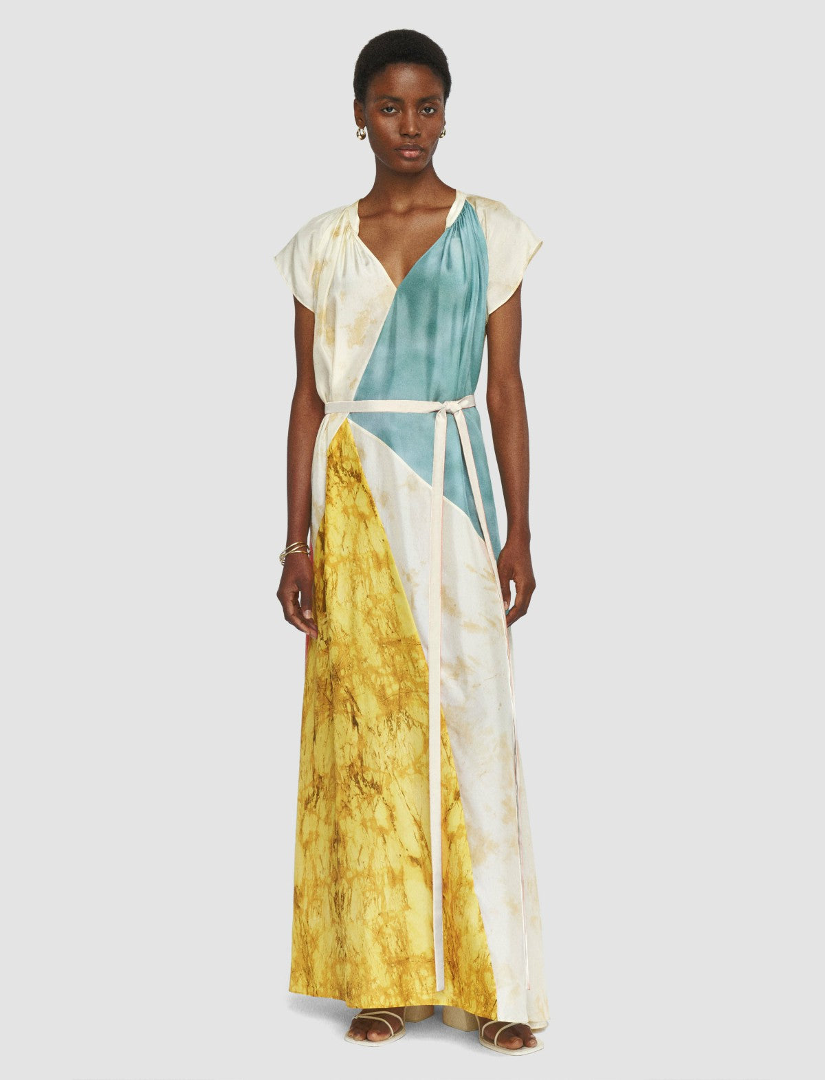 JOSEPH Fashion Women Tulipa Planchart Print Silk Dress Mimosa Combo