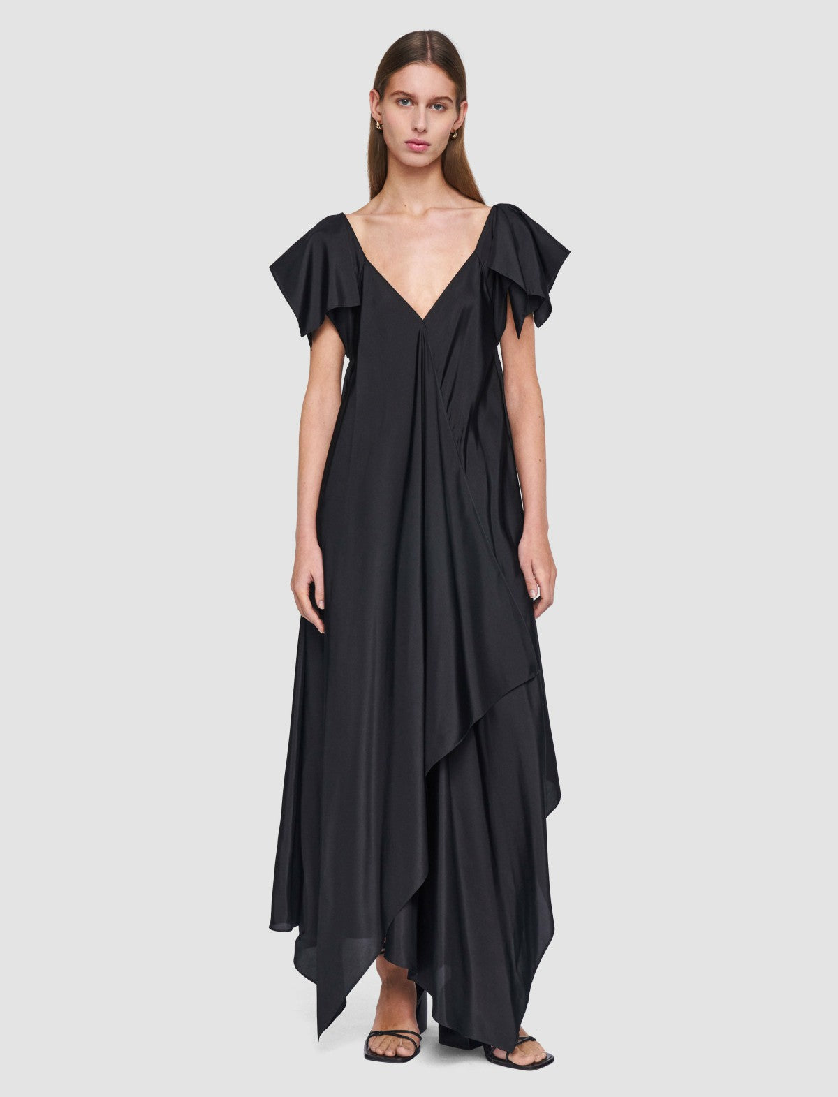JOSEPH Fashion Women Plumet Habotai Silk Dress Black