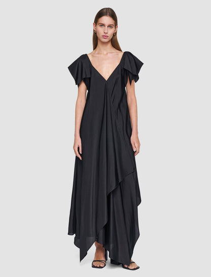JOSEPH Fashion Women Plumet Habotai Silk Dress Black