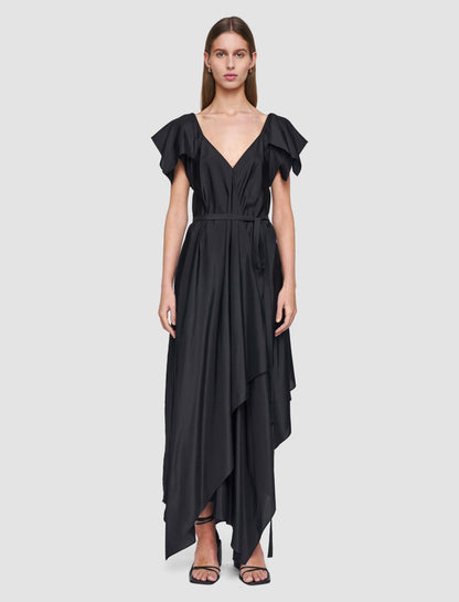 JOSEPH Fashion Women Plumet Habotai Silk Dress Black