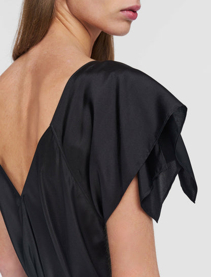 JOSEPH Fashion Women Plumet Habotai Silk Dress Black