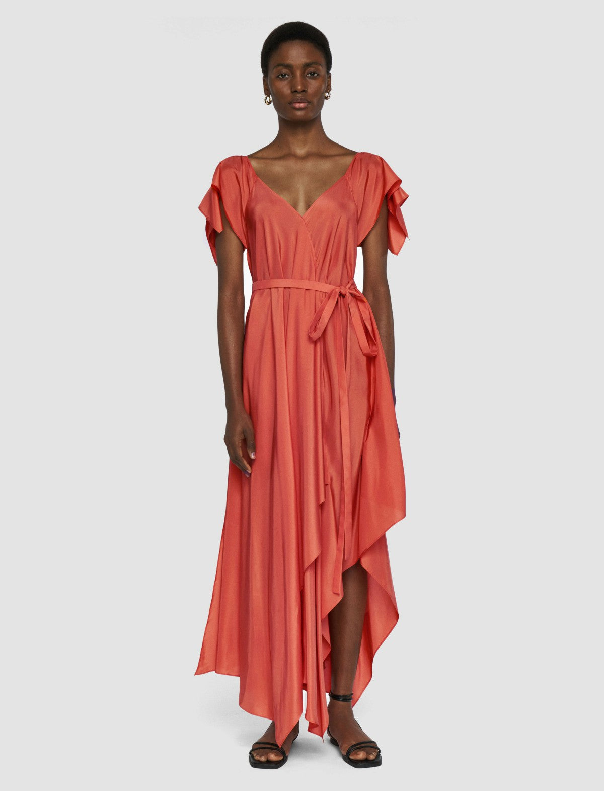 JOSEPH Fashion Women Plumet Habotai Silk Dress Sundown
