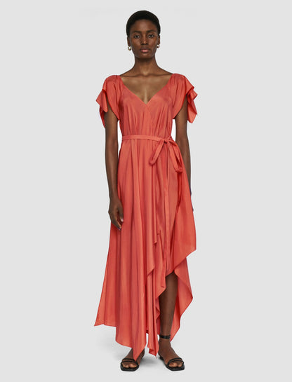 JOSEPH Fashion Women Plumet Habotai Silk Dress Sundown