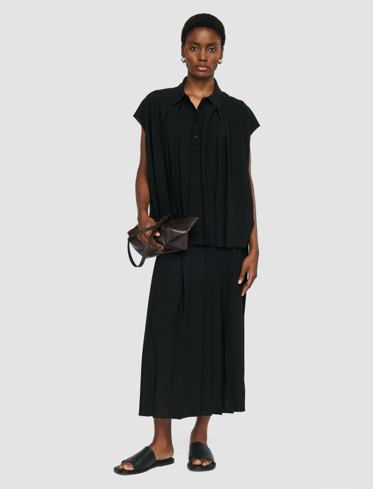 JOSEPH Fashion Women Antin Airy Plissé Blouse Black