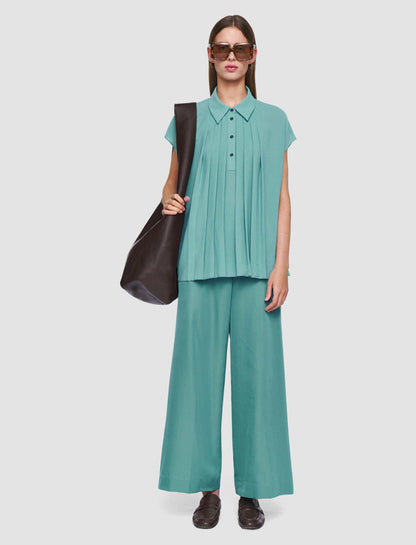 JOSEPH Fashion Women Antin Airy Plissé Blouse Lagoon