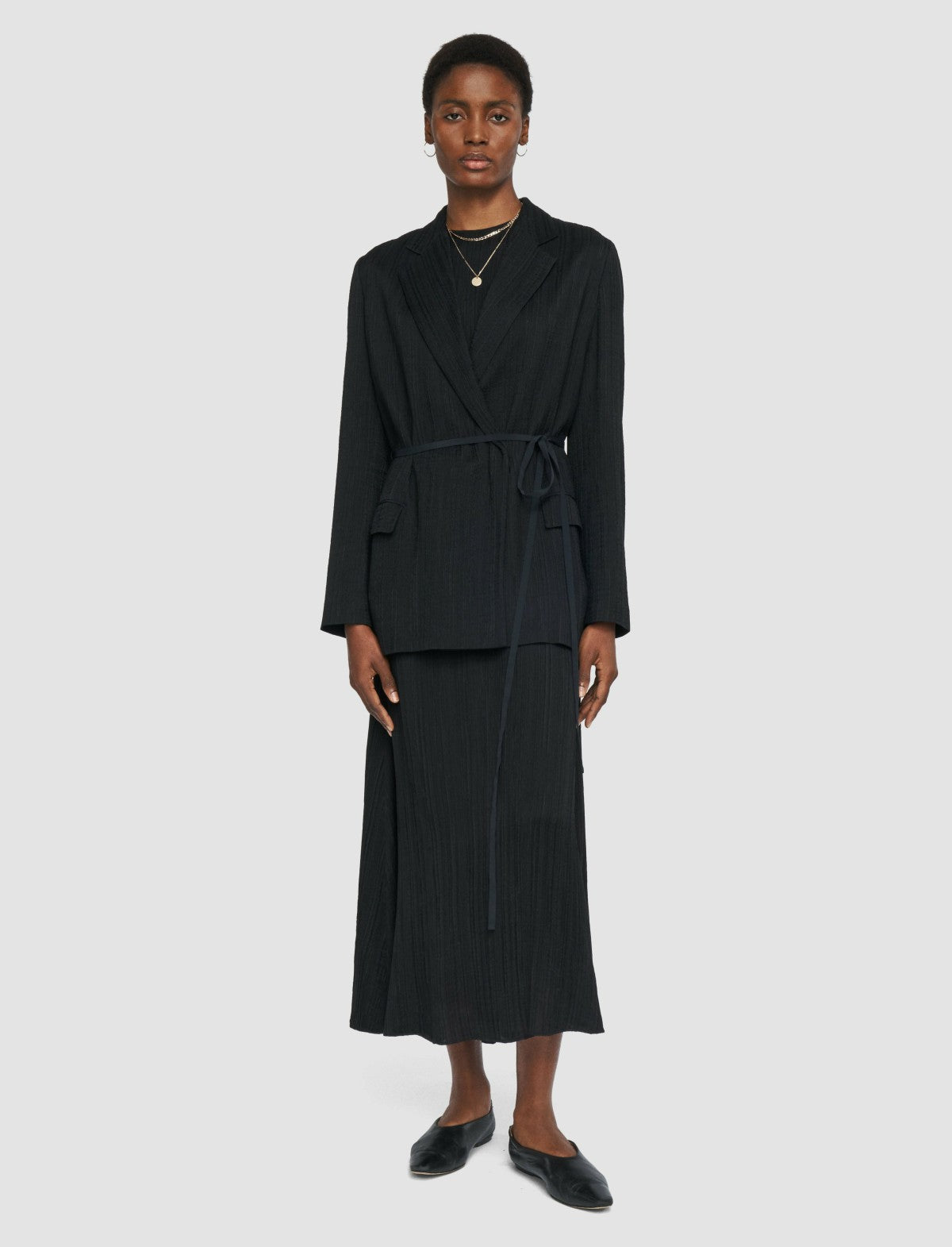 JOSEPH Fashion Women Amelot Pleat Jacquard Jacket Black