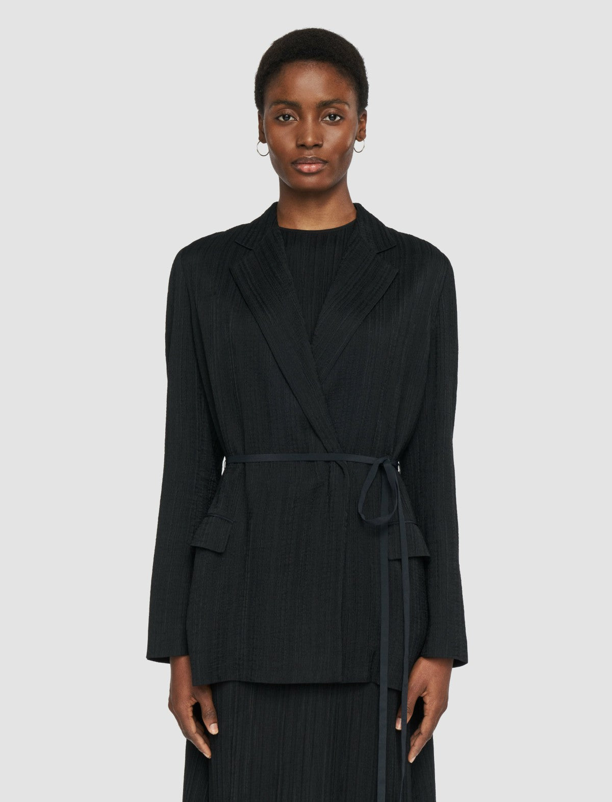 JOSEPH Fashion Women Amelot Pleat Jacquard Jacket Black