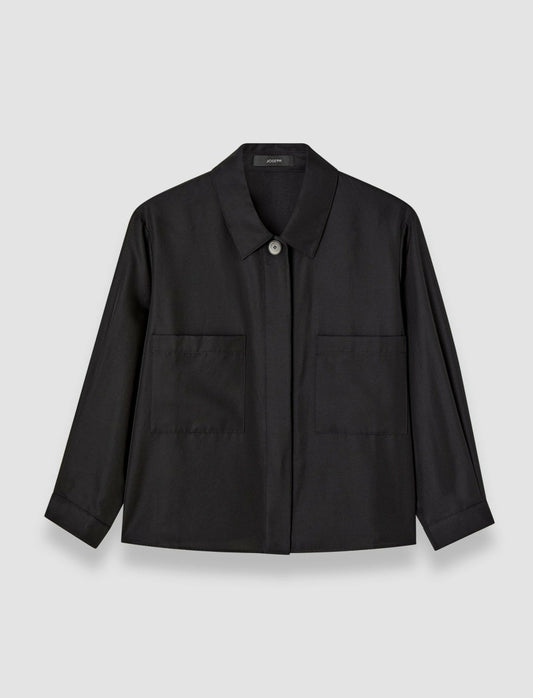 JOSEPH Fashion Women Satie Soft Cotton Silk Shirt Black