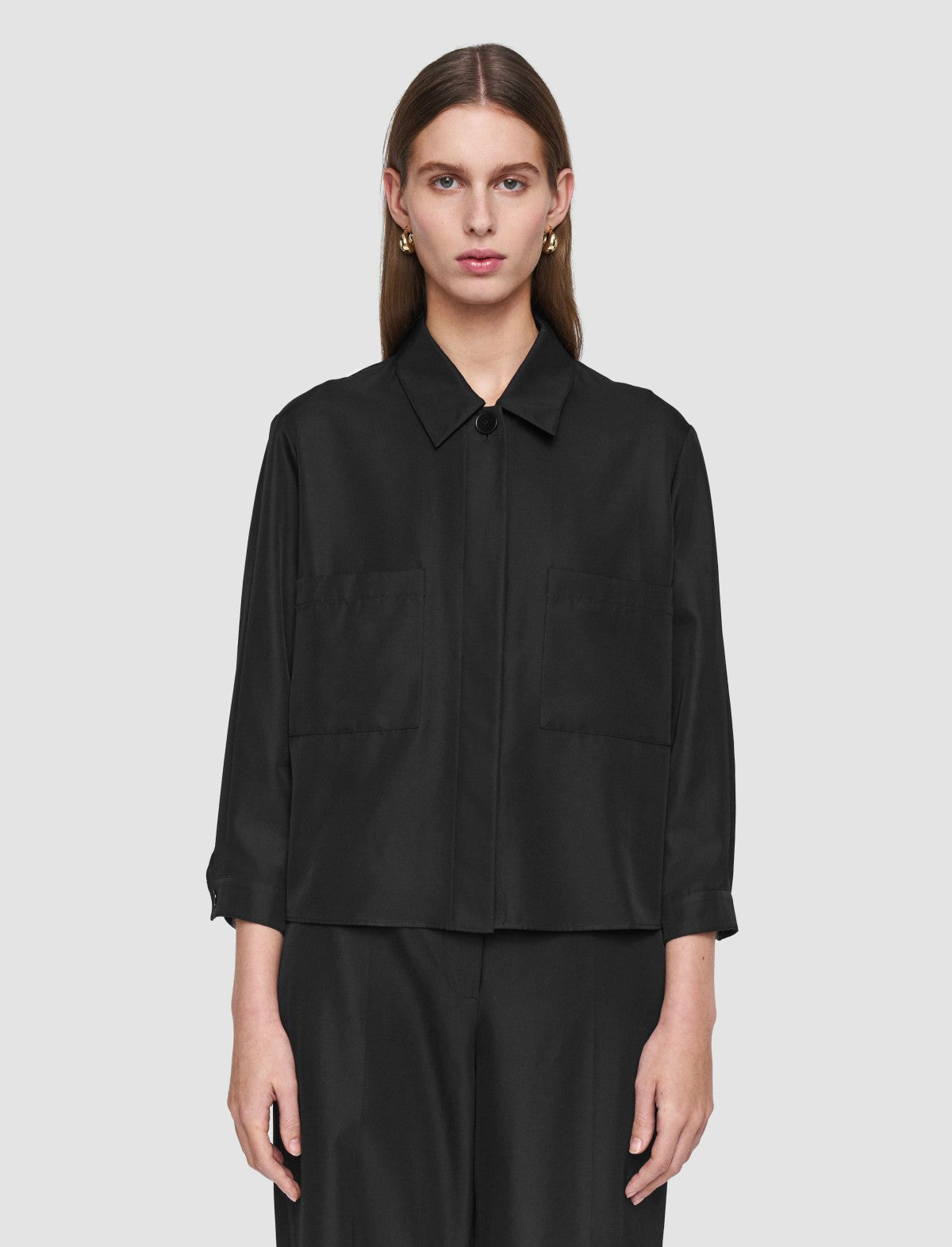 JOSEPH Fashion Women Satie Soft Cotton Silk Shirt Black