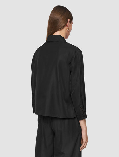JOSEPH Fashion Women Satie Soft Cotton Silk Shirt Black