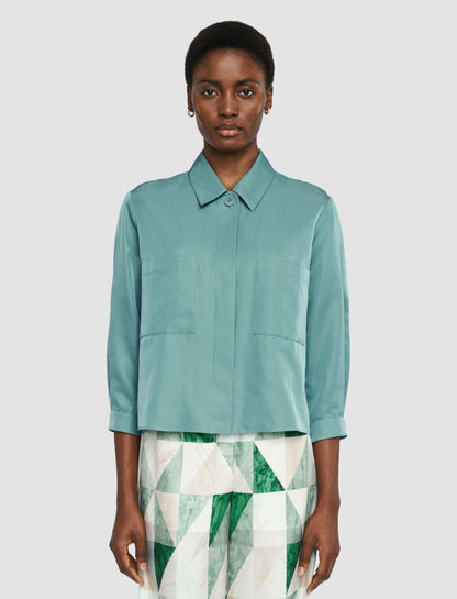 JOSEPH Fashion Women Satie Soft Cotton Silk Shirt Lagoon