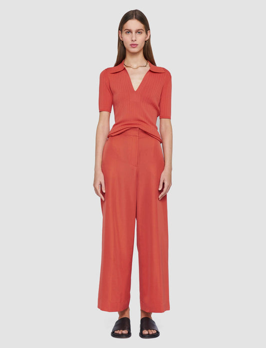 JOSEPH Fashion Women Thurlow Soft Cotton Silk Trousers Sundown