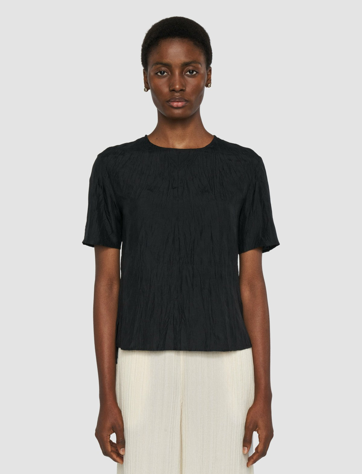 JOSEPH Fashion Women Brunet Habotai Silk Top Black