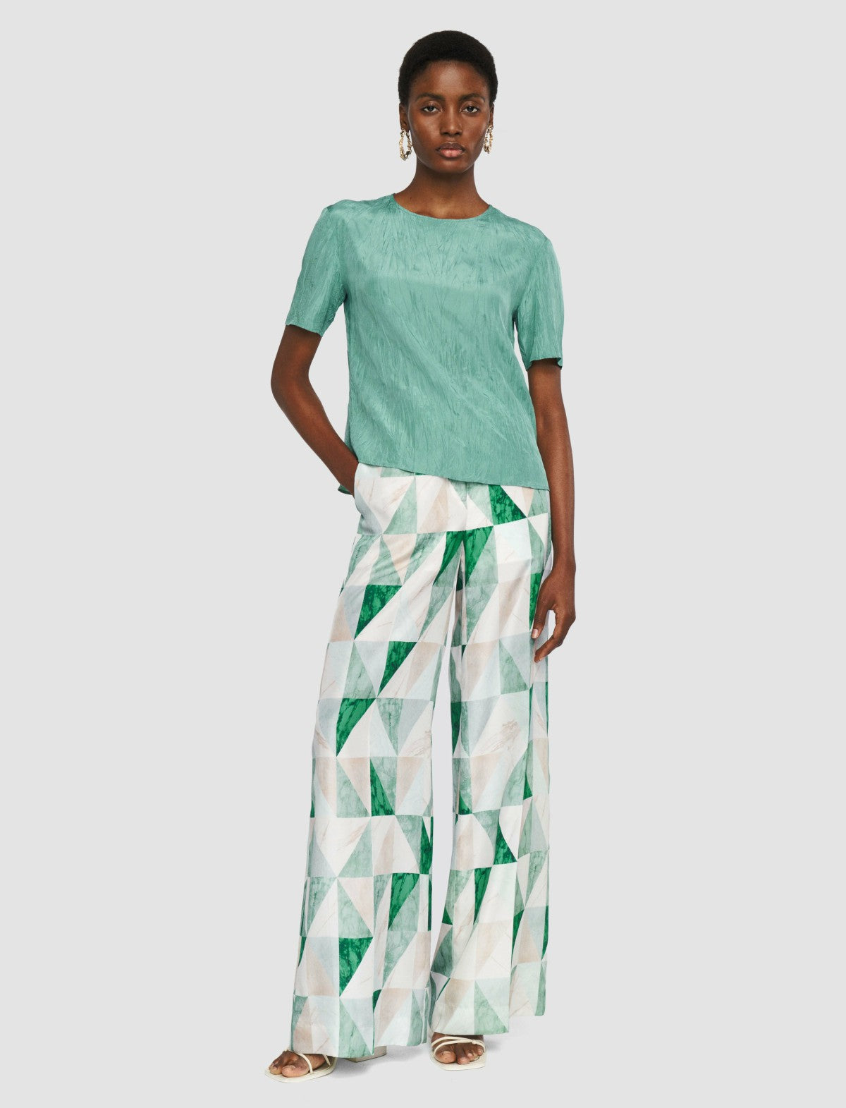 JOSEPH Fashion Women Brunet Habotai Silk Top Lagoon