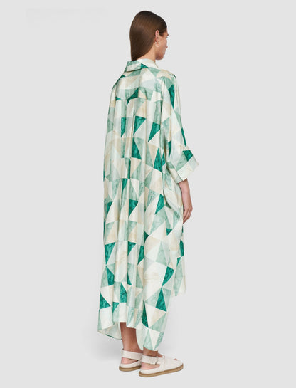 JOSEPH Fashion Women Dania Marble Print Silk Dress Lagoon Combo