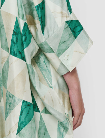 JOSEPH Fashion Women Dania Marble Print Silk Dress Lagoon Combo