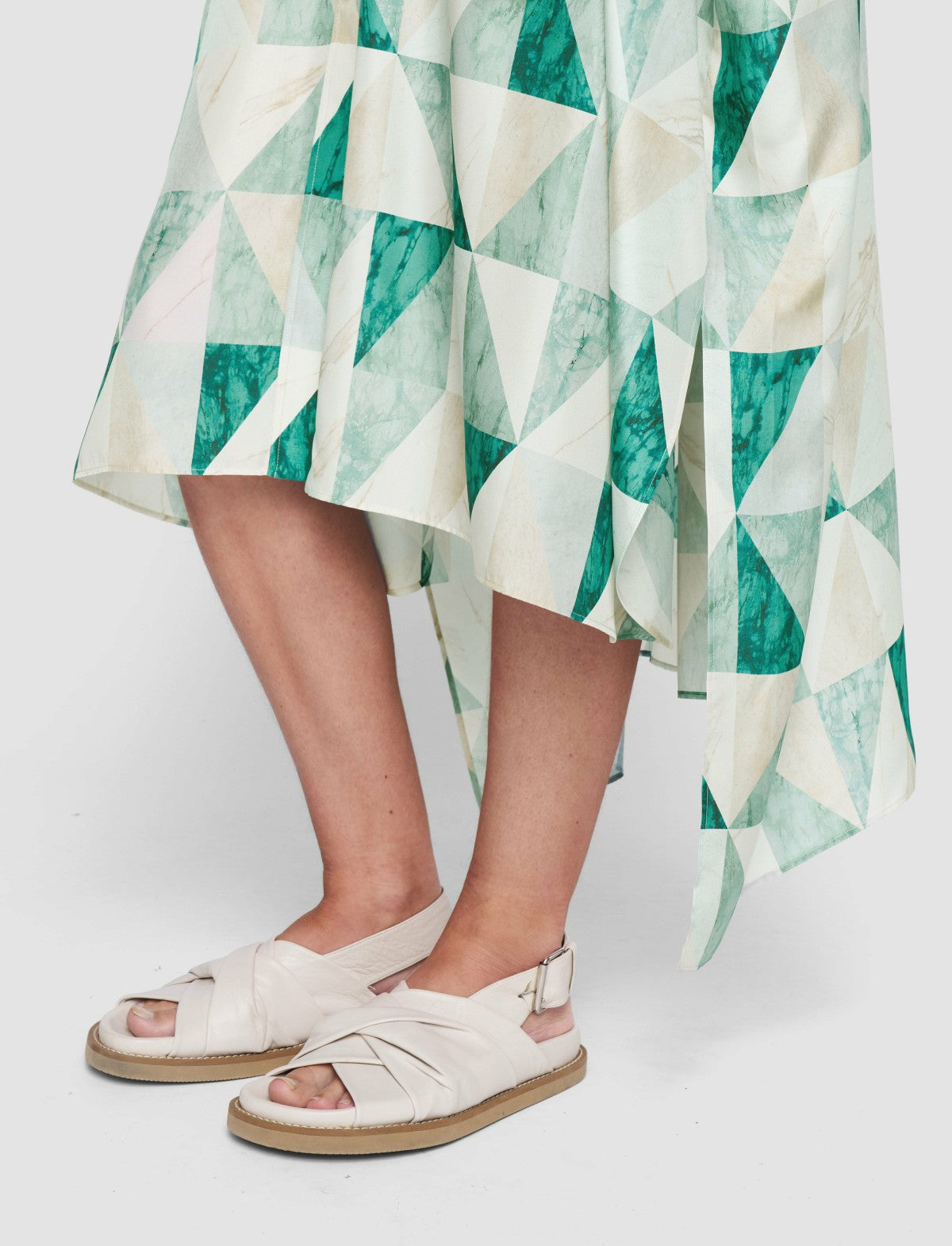 JOSEPH Fashion Women Dania Marble Print Silk Dress Lagoon Combo