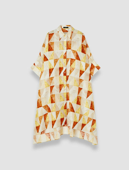 JOSEPH Fashion Women Dania Marble Print Silk Dress Sundown Combo