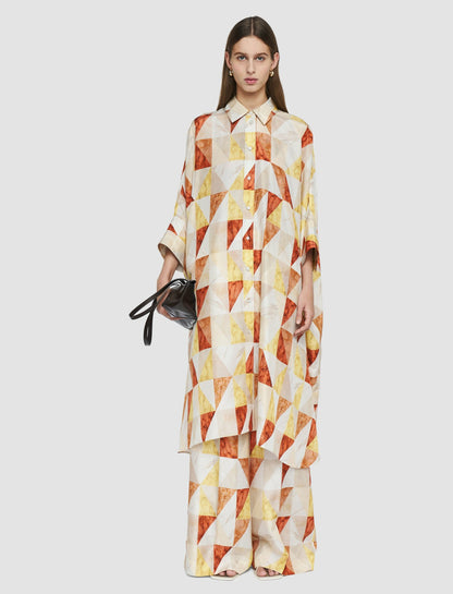 JOSEPH Fashion Women Dania Marble Print Silk Dress Sundown Combo