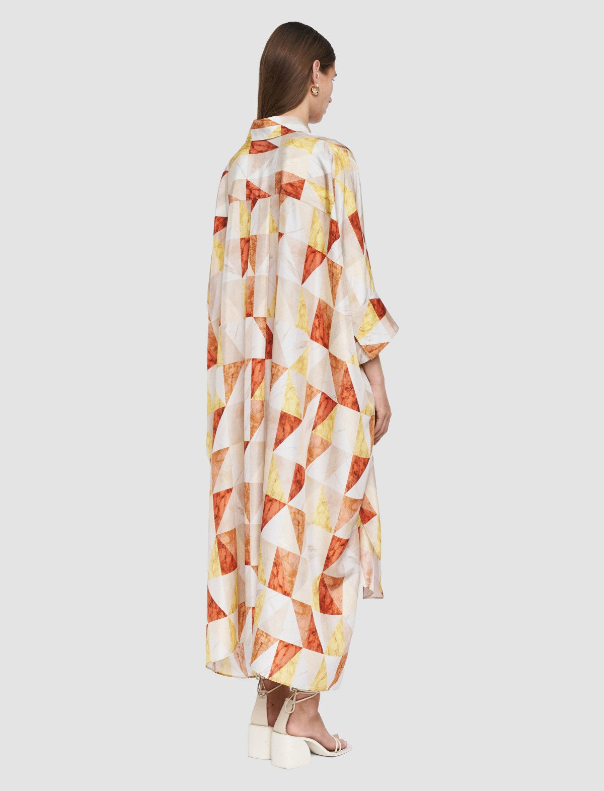 JOSEPH Fashion Women Dania Marble Print Silk Dress Sundown Combo