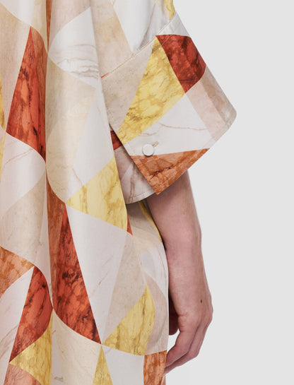 JOSEPH Fashion Women Dania Marble Print Silk Dress Sundown Combo