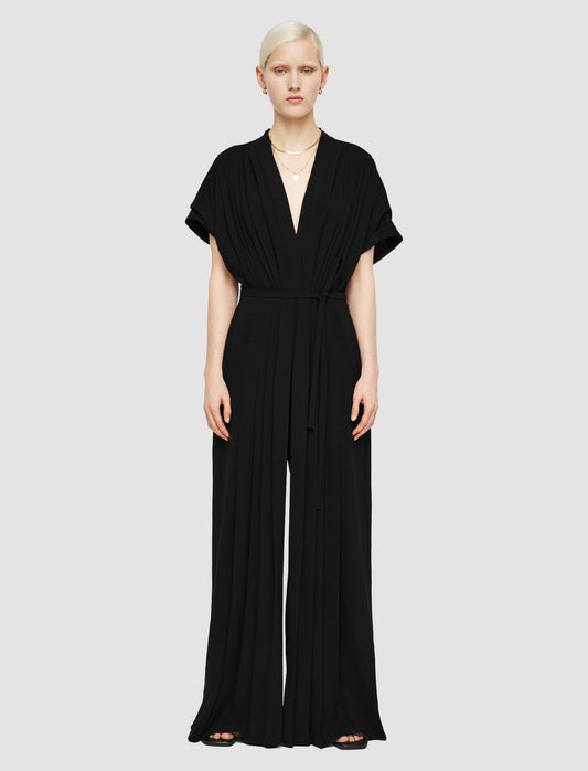 JOSEPH Fashion Women Sofia Airy Plissé Jumpsuit Black
