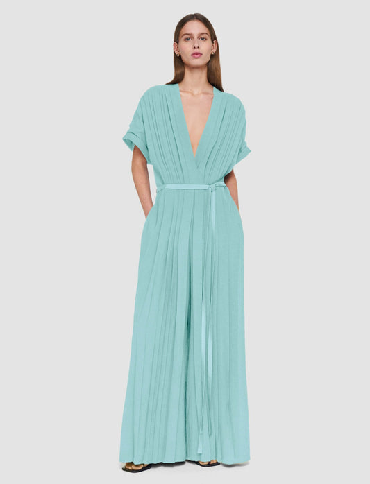 JOSEPH Fashion Women Sofia Airy Plissé Jumpsuit Lagoon
